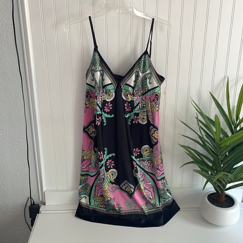 Black spaghetti strap dress with designs